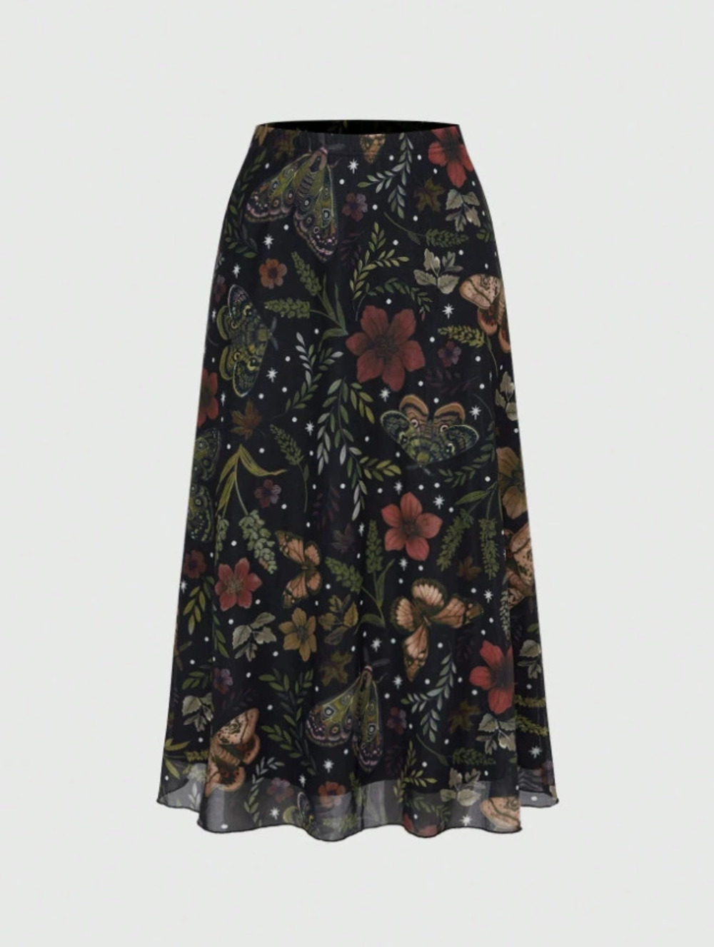 Zara Printed Tulle Midi Skirt